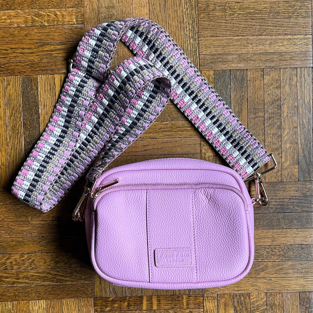 Pom Pom London Crossbody Bag with Patterned Strap